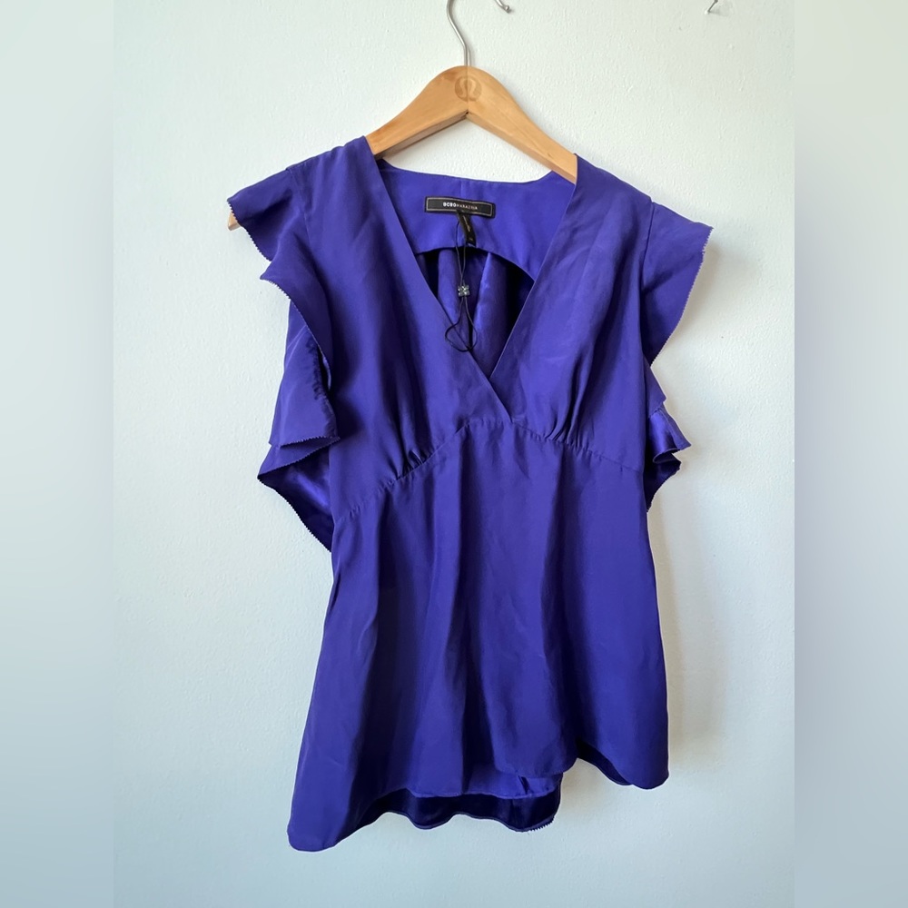 BCBG Silk Ruffle Blouse